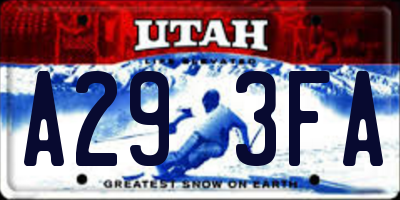 UT license plate A293FA