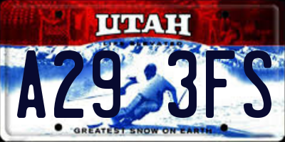 UT license plate A293FS