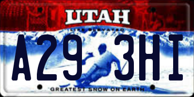UT license plate A293HI