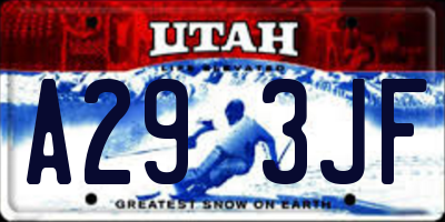 UT license plate A293JF