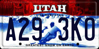 UT license plate A293KO