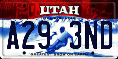 UT license plate A293ND