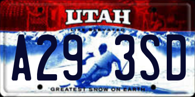 UT license plate A293SD