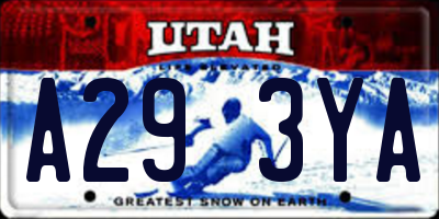 UT license plate A293YA