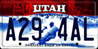 UT license plate A294AL