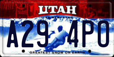 UT license plate A294PO