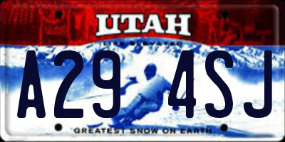 UT license plate A294SJ
