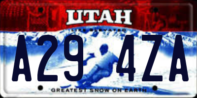 UT license plate A294ZA
