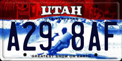 UT license plate A298AF