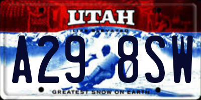 UT license plate A298SW