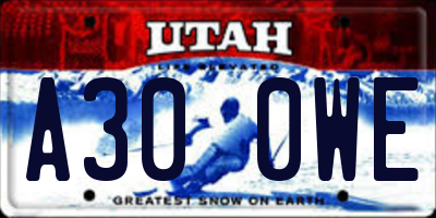 UT license plate A300WE
