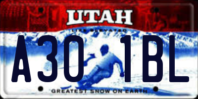 UT license plate A301BL