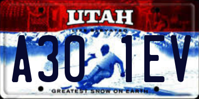 UT license plate A301EV