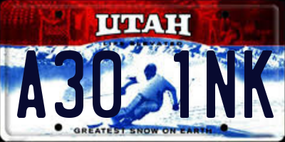 UT license plate A301NK