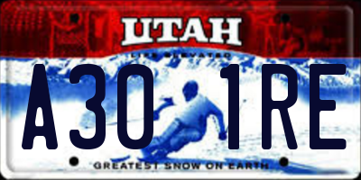 UT license plate A301RE