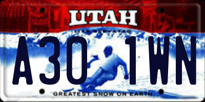 UT license plate A301WN