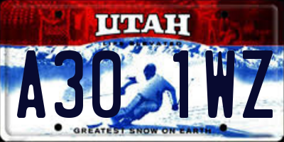 UT license plate A301WZ