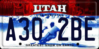 UT license plate A302BE