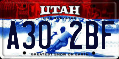 UT license plate A302BF