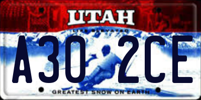 UT license plate A302CE