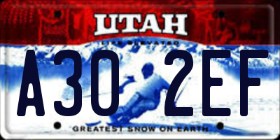 UT license plate A302EF