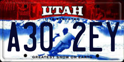 UT license plate A302EY