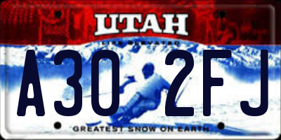 UT license plate A302FJ
