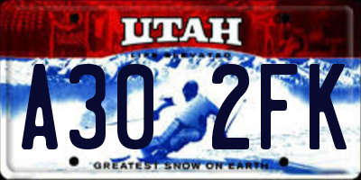 UT license plate A302FK