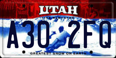 UT license plate A302FQ
