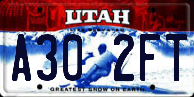 UT license plate A302FT