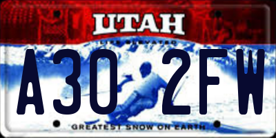 UT license plate A302FW