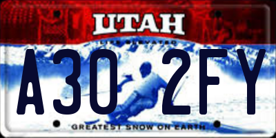 UT license plate A302FY