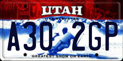UT license plate A302GP