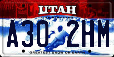 UT license plate A302HM