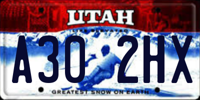 UT license plate A302HX