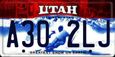 UT license plate A302LJ