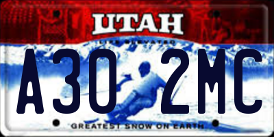 UT license plate A302MC