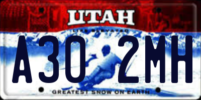 UT license plate A302MH