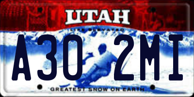 UT license plate A302MI