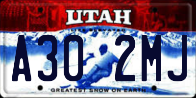 UT license plate A302MJ