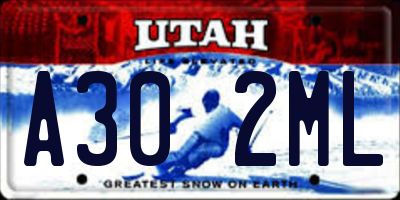 UT license plate A302ML