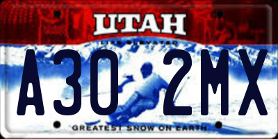 UT license plate A302MX