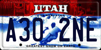 UT license plate A302NE