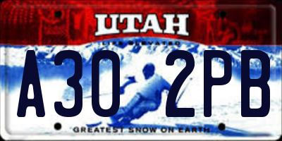 UT license plate A302PB