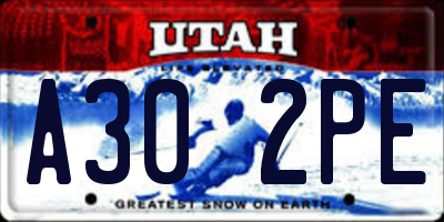 UT license plate A302PE