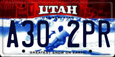 UT license plate A302PR