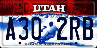 UT license plate A302RB