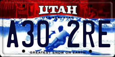 UT license plate A302RE