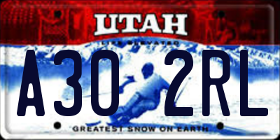 UT license plate A302RL