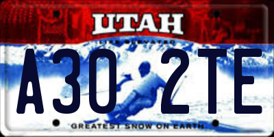 UT license plate A302TE